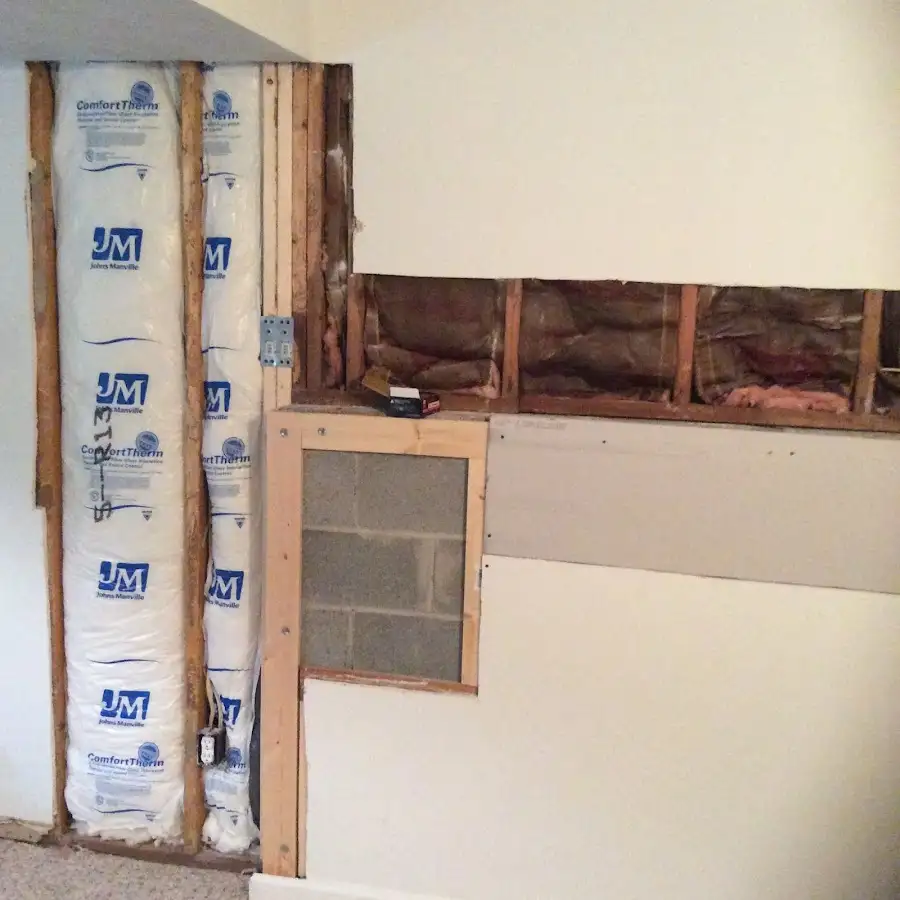Wall insulation replacement during Contents Cleaning & Restoration in Orangetown
